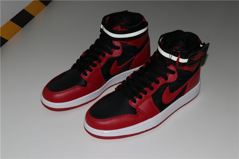 Air Jordan 1 Strap Bred Black Red Shoes - Click Image to Close